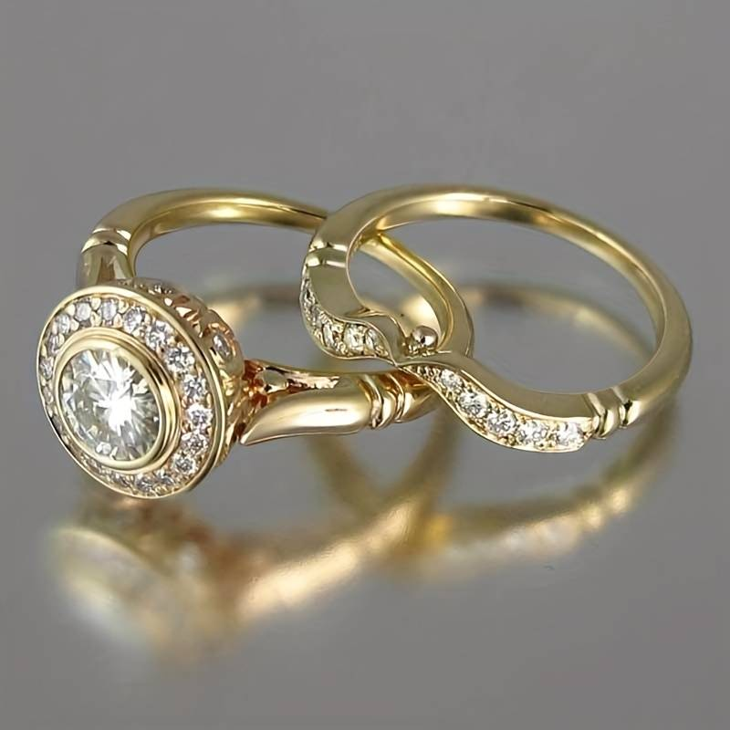 Classic Gold and CZ Jewelry Ring Set - Vossary