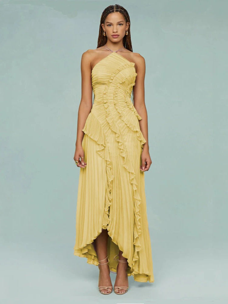 Flowy Asymmetrical Long Evening Dress