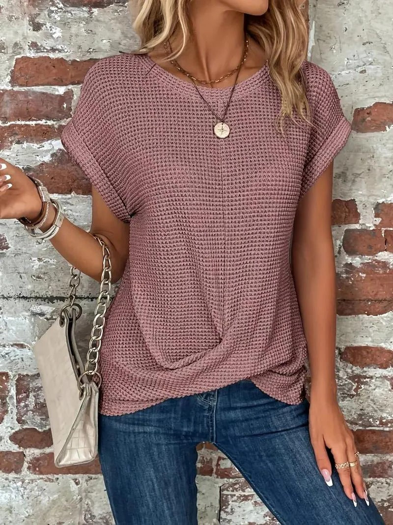 Textured Crew Neck Relaxed Fit Tee