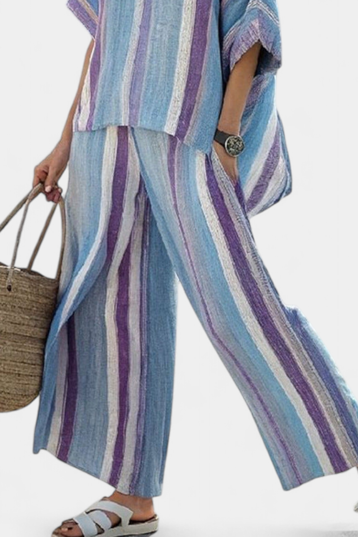 Chic Soft Pink Blouse & Linen Trousers Set