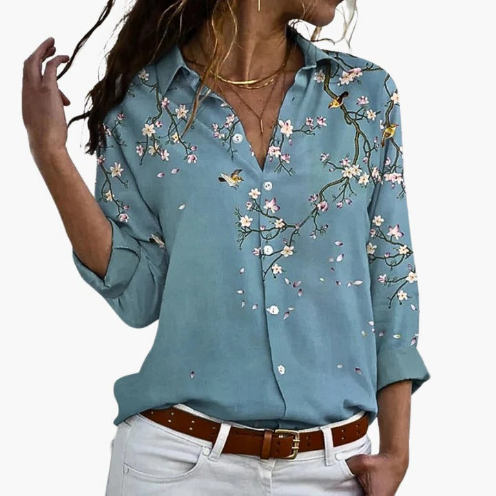 Ladies Floral V Neck Top