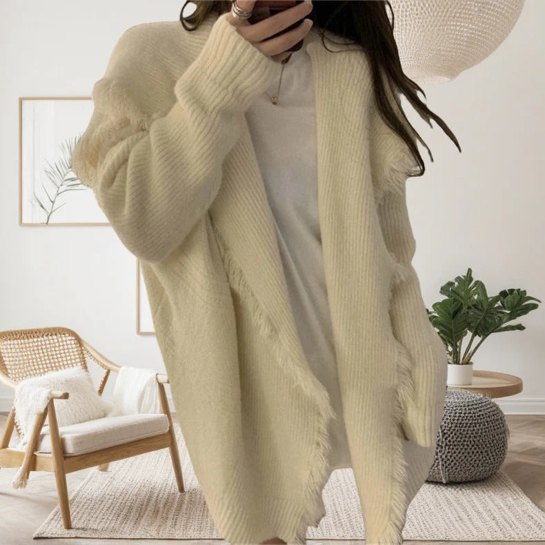 Cozy Open Front Long Sleeve Women's Knit Cardigan