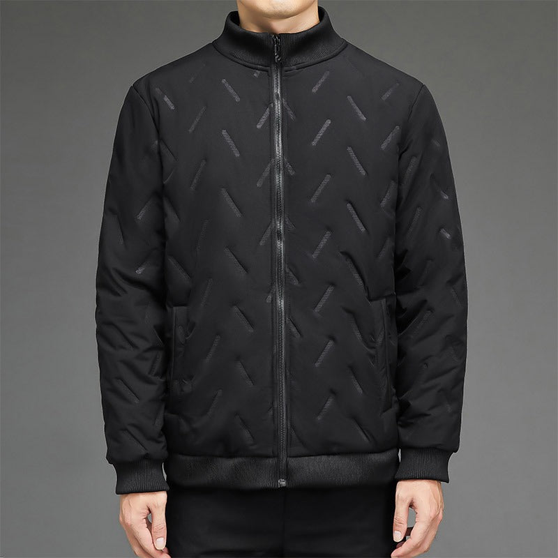 Warm Quilted Men's Jacket with Ribbed Cuffs