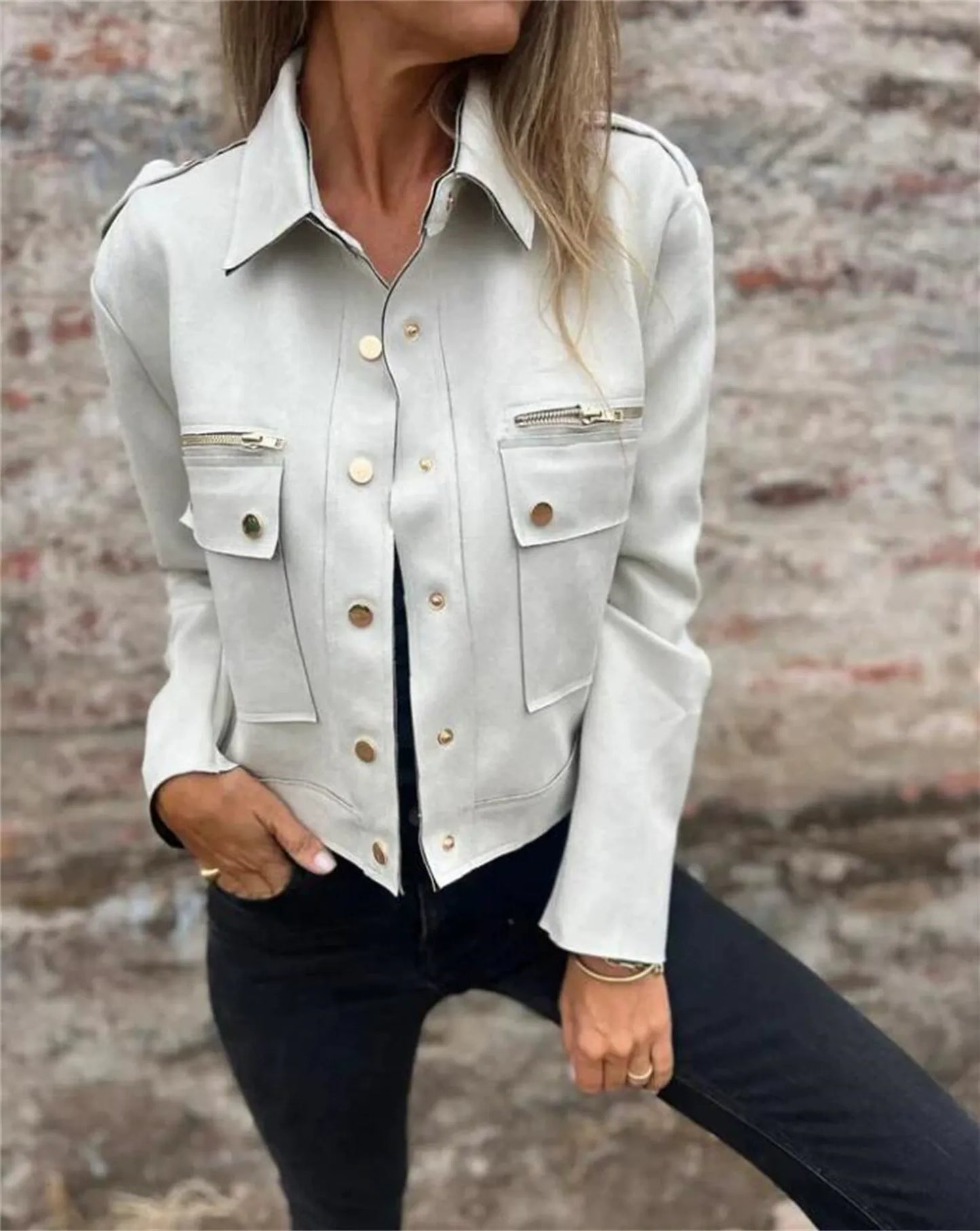 Fitted Women's Suede Zip Jacket