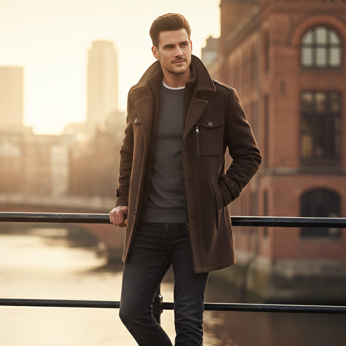Classic Mens Warm Wool Overcoat