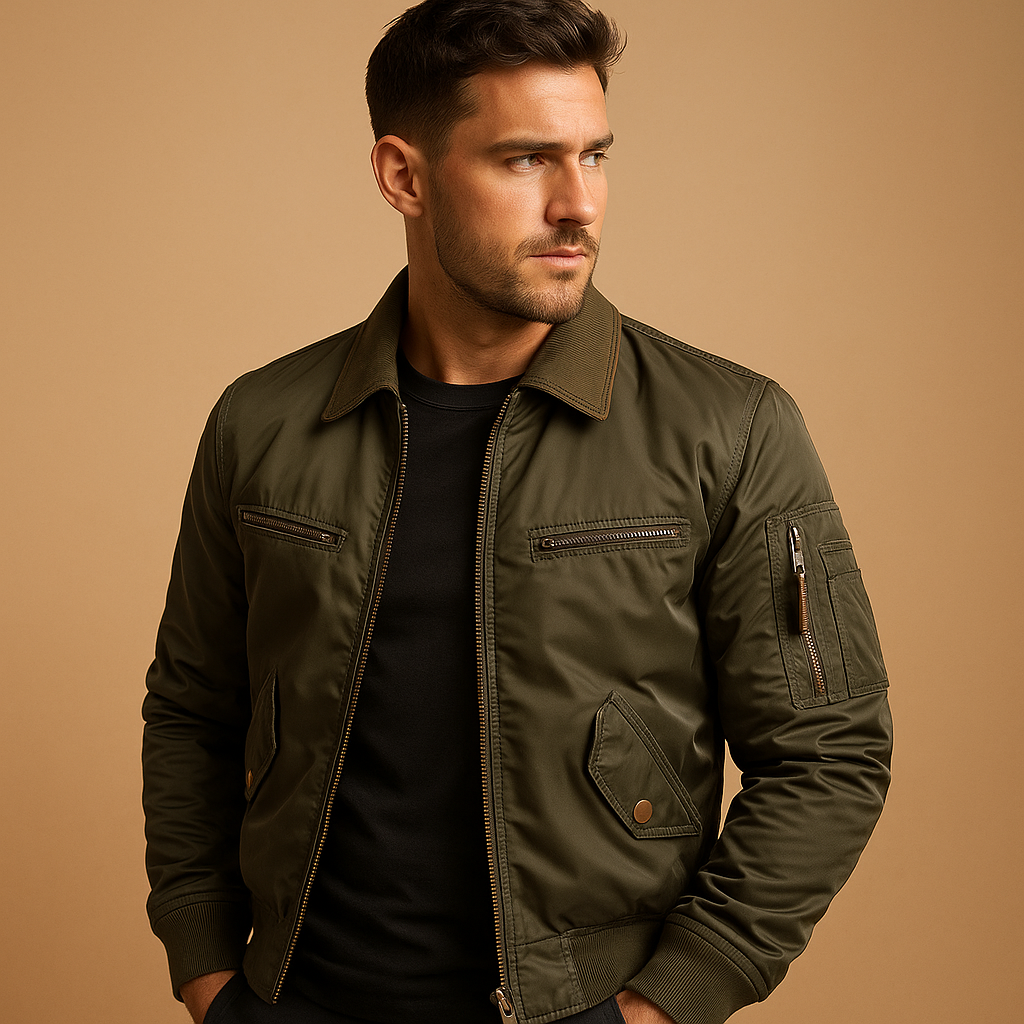Slim Fit Men's Quilted Bomber Jacket - EasyApparels