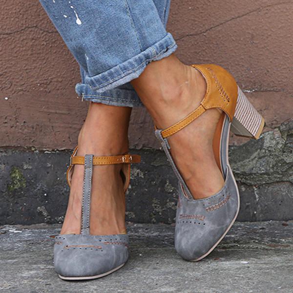 Image of Lisa | Women's T-Strap Block Heel Shoes