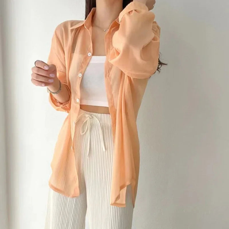 Lightweight Women's Chiffon Open Front Cardigan