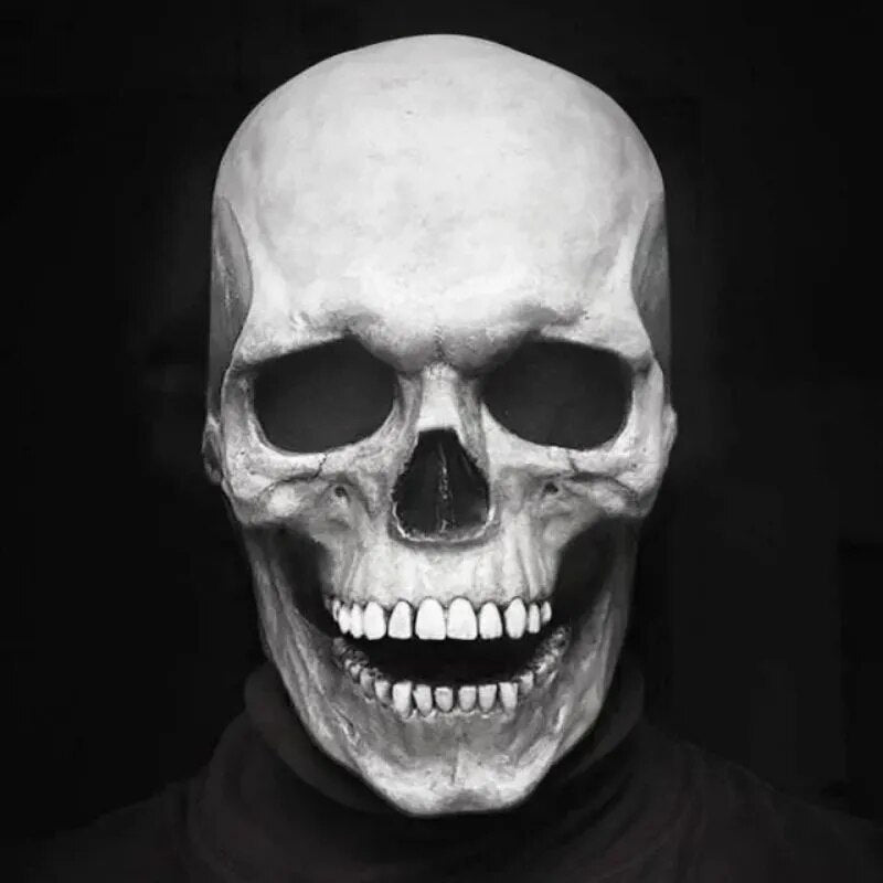 Spooky Skull Mask with Moving Jaw for Halloween Cosplay