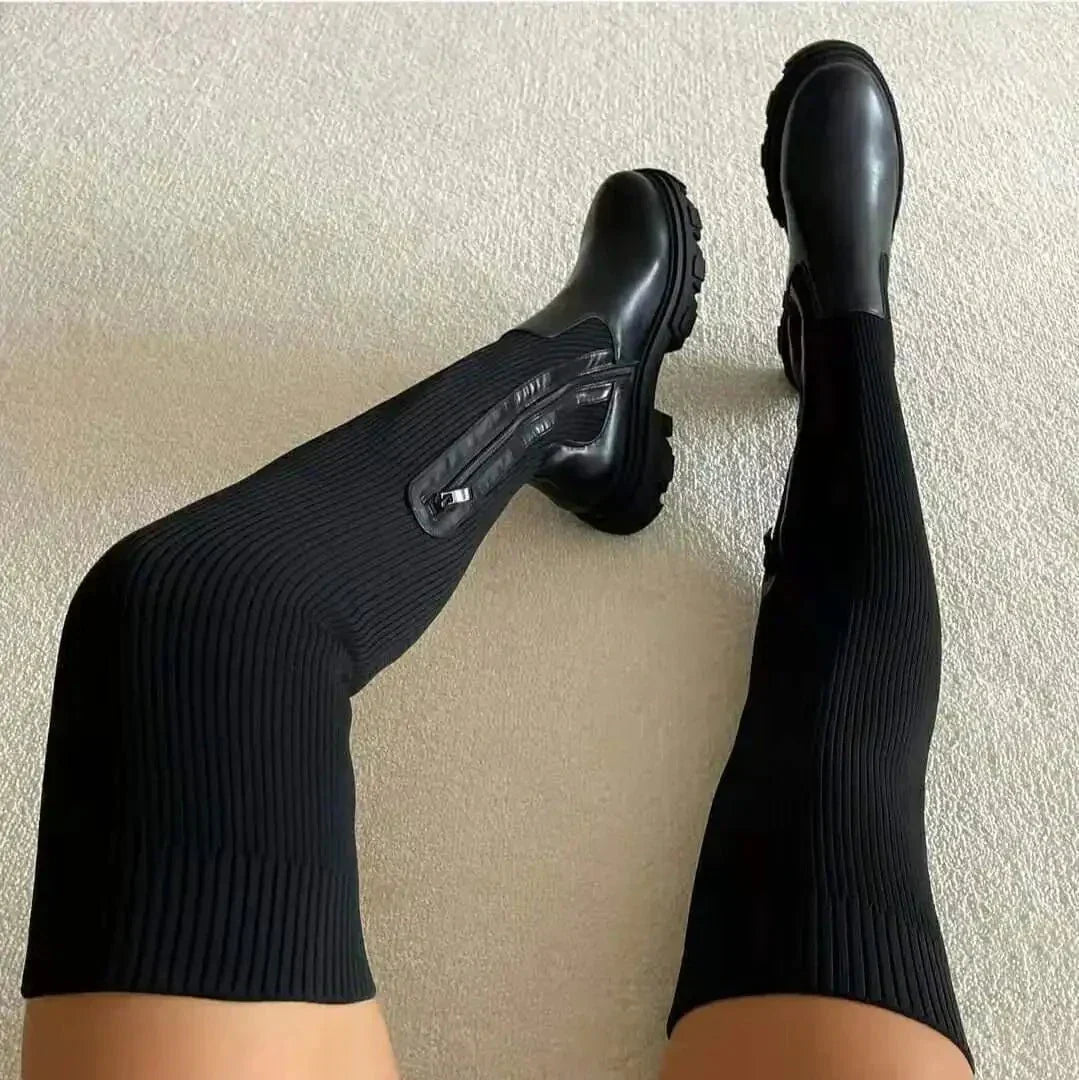 Comfy Fitting Tall Knit Sock Boots for Women