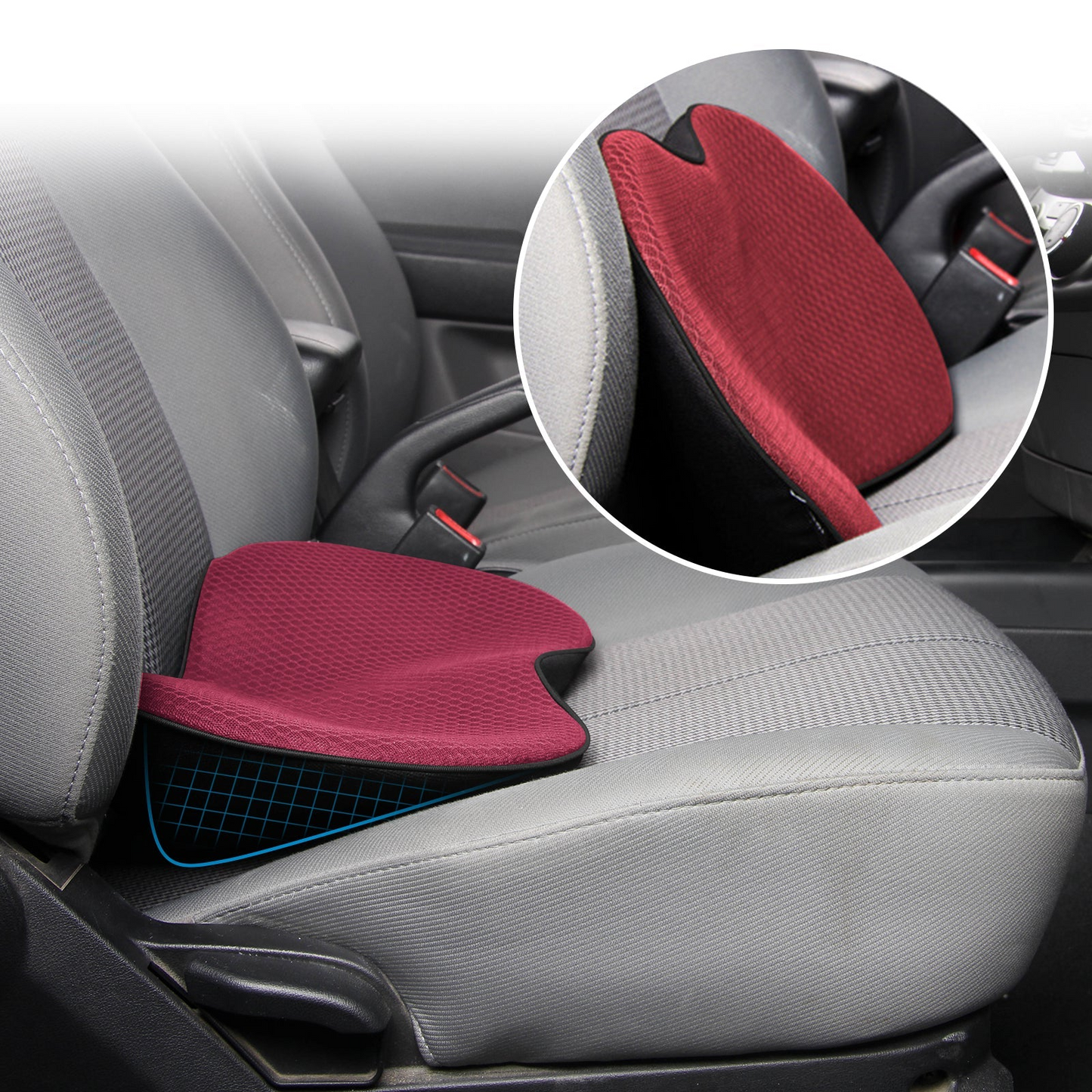 Comfy Car Seat Cushion Thick Memory Foam Support