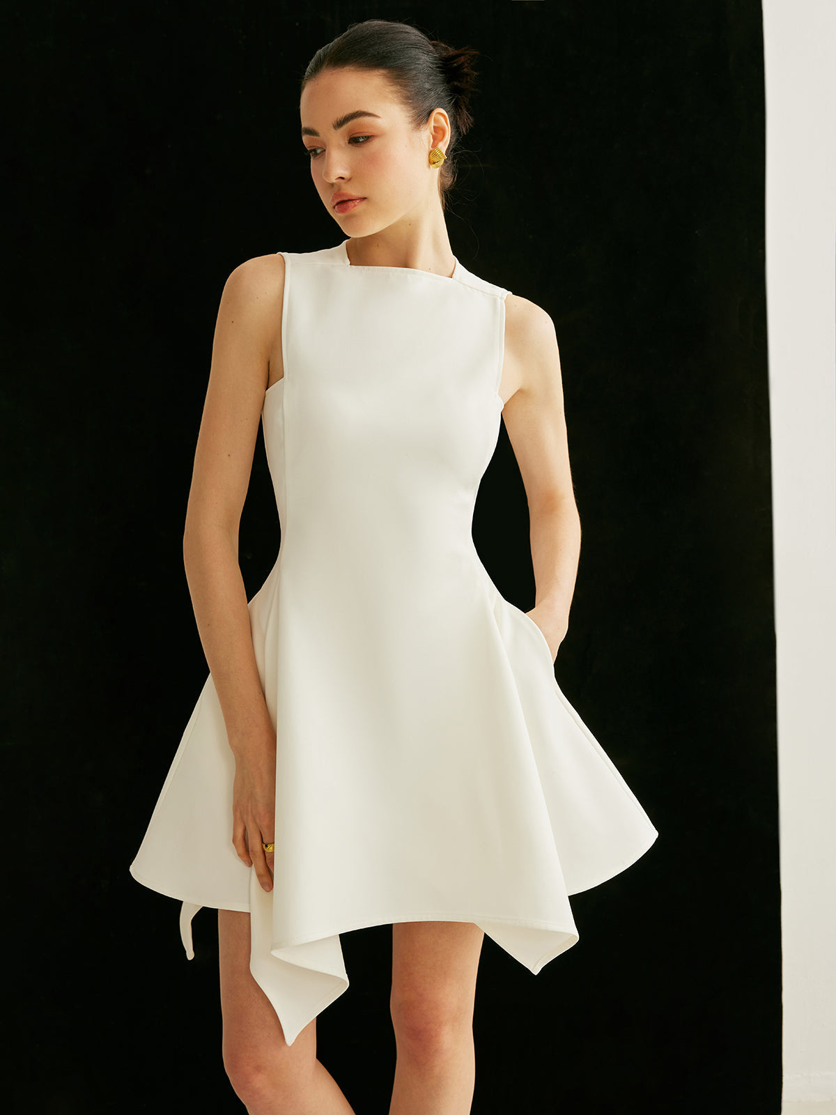 Chic Off Center Pocket Dress - EasyApparels