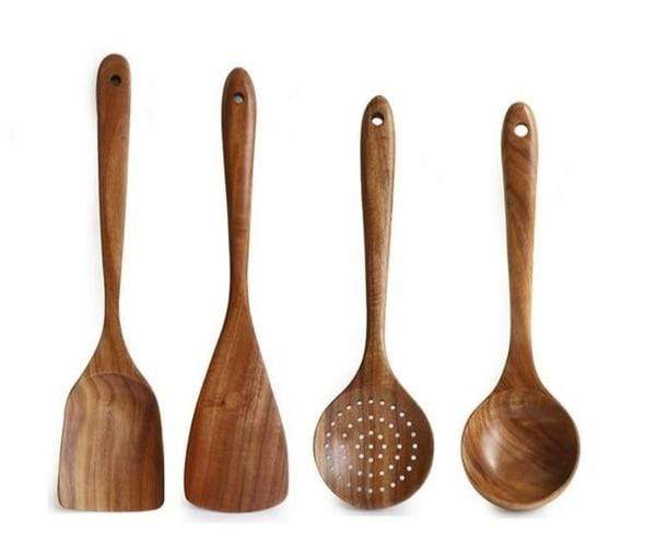 Natural Wood Kitchen Utensil Set 4pc - Luxicro