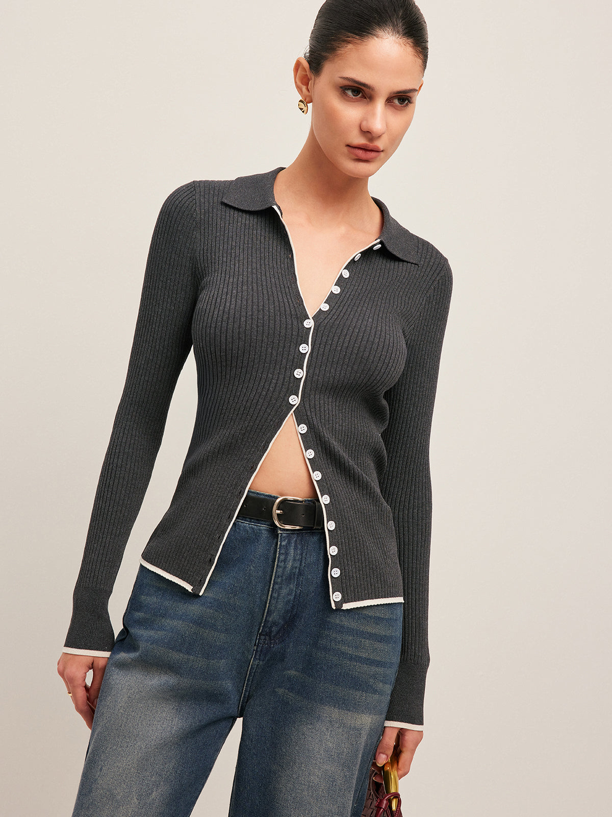 Textured Front Open Cardigan Sweater - EasyApparels