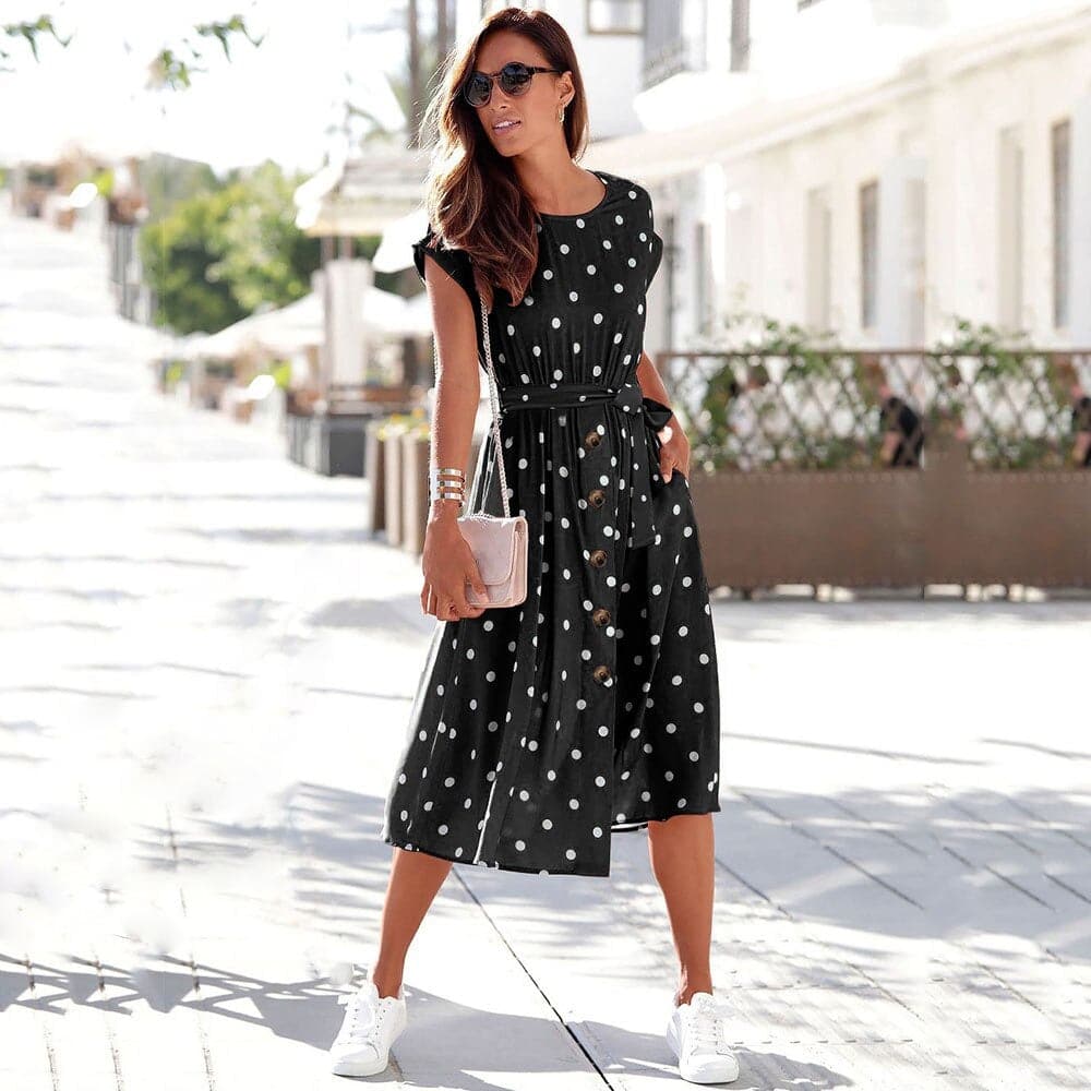 Chic Black Dot Women's Dress