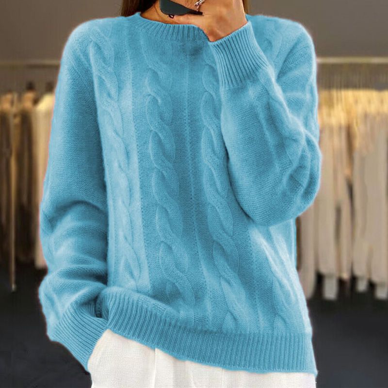 Cozy Women's Cable Knit Wool Sweater