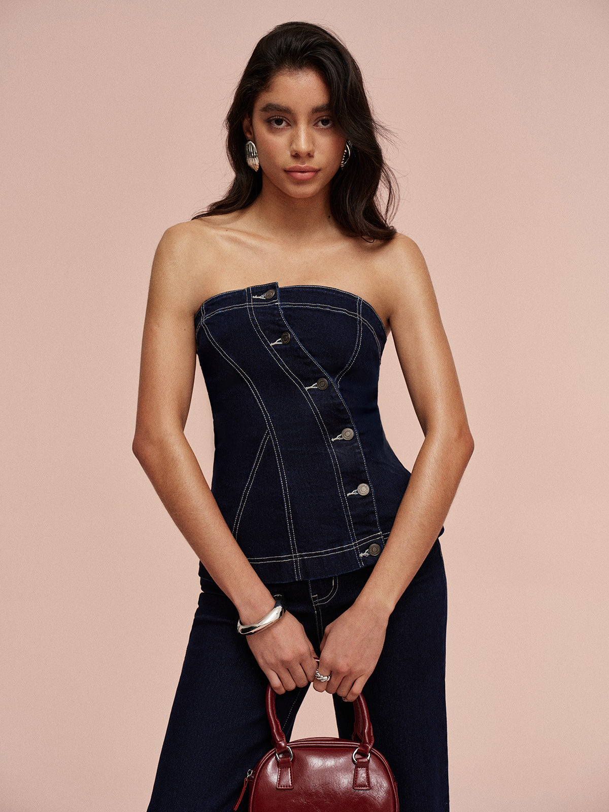 Sleeveless Blue Jean Button Down Shirt - EasyApparels