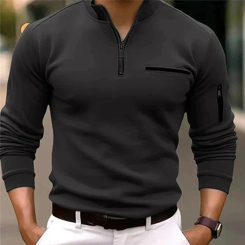 Men's Fleece Pullover Jacket with Zip Pockets