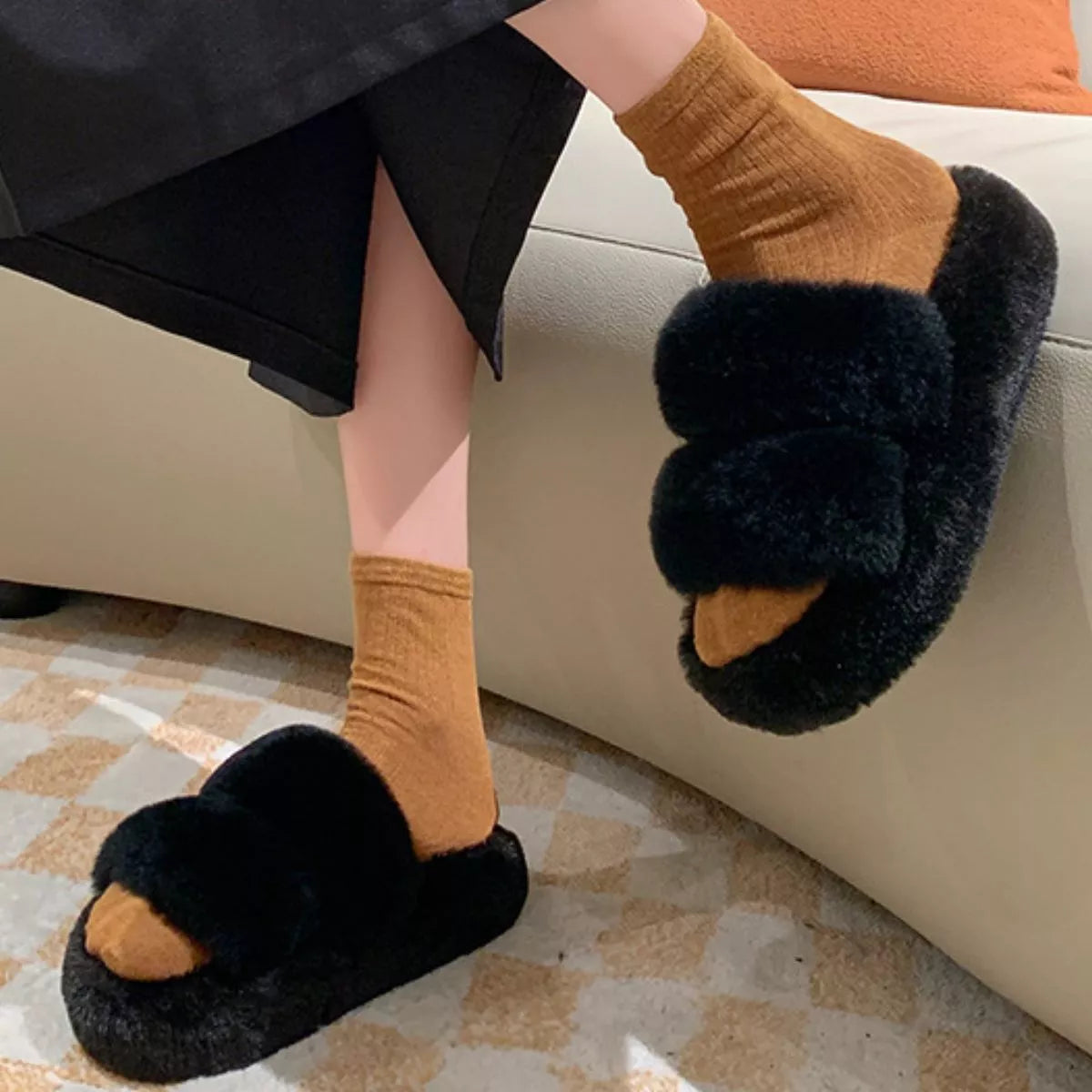 Cozy Open Toe Mule Slippers