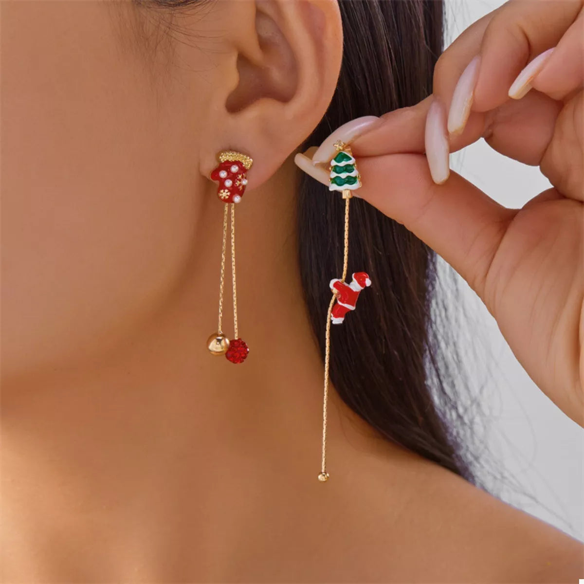 Festive Holiday Santa Dangle Earrings - EasyApparels