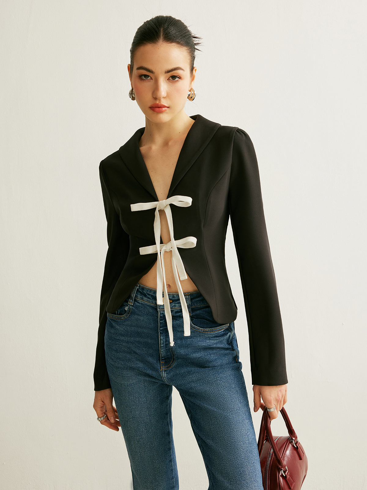 Open Front Chic V-Neck Jacket - EasyApparels