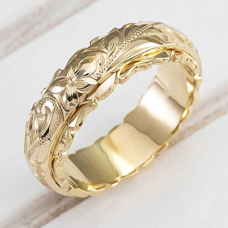 Classic Gold Floral Engagement Ring - Pexav