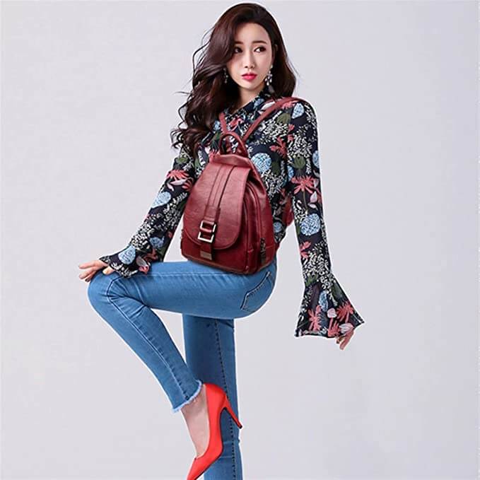Durable Waterproof Ladies Leather Rucksack