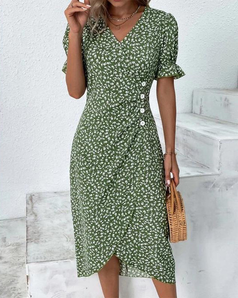 Casual White V Neck Summer Dress for Women - Luxicro
