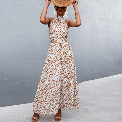 Ladies Flowy Summer Dress - Strapless Halter Neckline