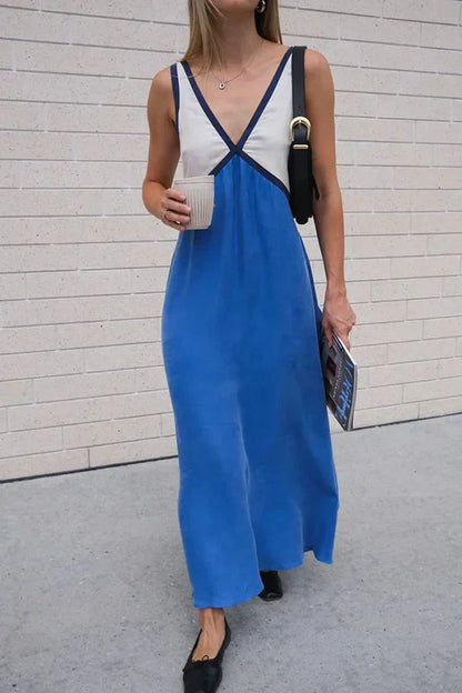 Elegant V-Neck Sundress in Soft Flowy Fabric