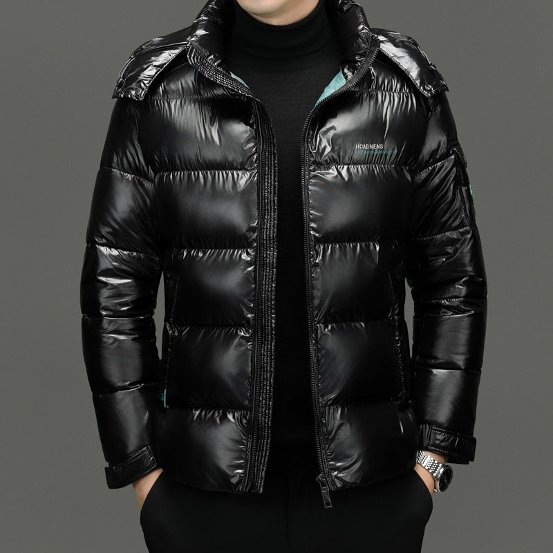 Warm Men's Down Puffer Coat - Quilted Hooded Jacket