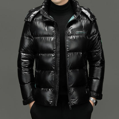 Warm Men's Down Puffer Coat - Quilted Hooded Jacket
