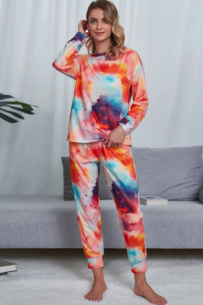 Colorful Dyed Sweatshirt and Elastic Waist Jogger Set