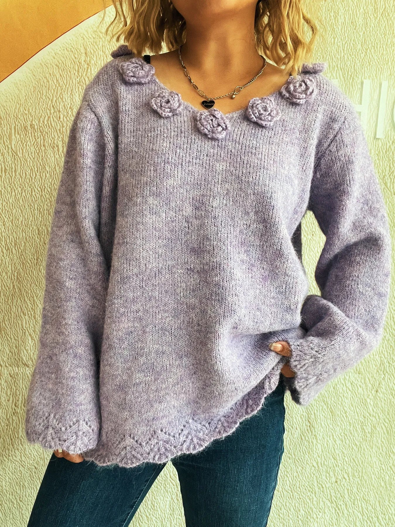 Beautiful Floral Crew Neck Sweater