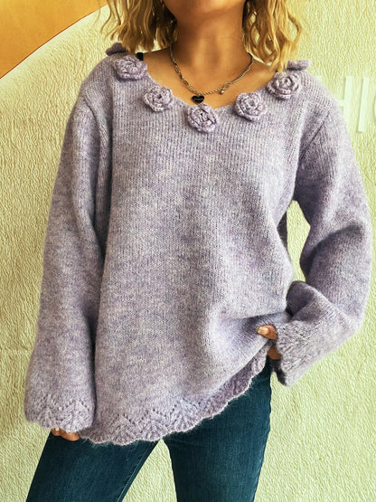 Beautiful Floral Crew Neck Sweater