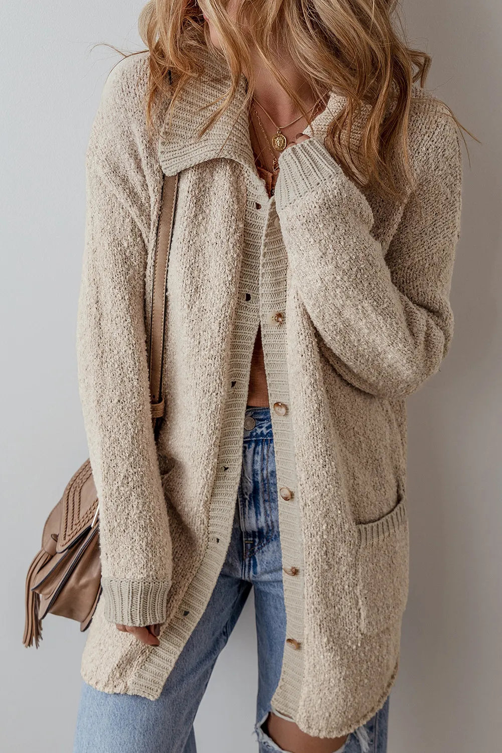 Cozy Button Front Long Sleeve Sweater Cardigan - EasyApparels