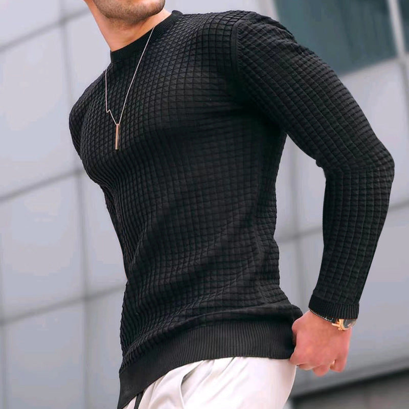 Comfortable Men's Waffle Crew Neck Sweater