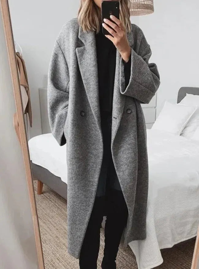 Women's Chic Large Fit Button Down Trench Coat - EasyApparels