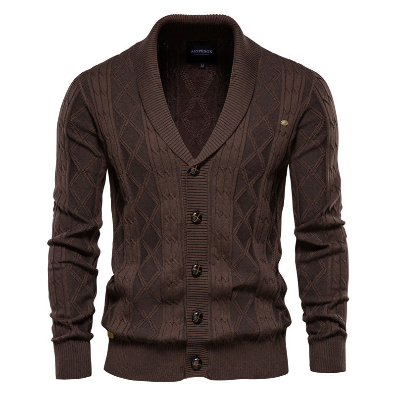 Cozy Crew Neck Men's Cardigan Sweater