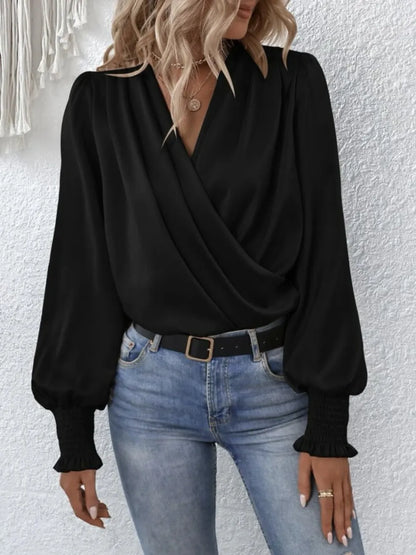Relaxed Fit Ruffled Bell Sleeve Top