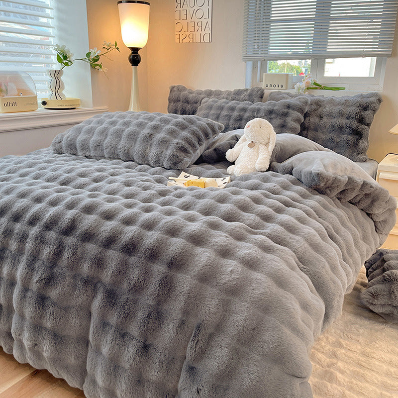 Soft Fake Fur Comforter Bedding Set - Vossary