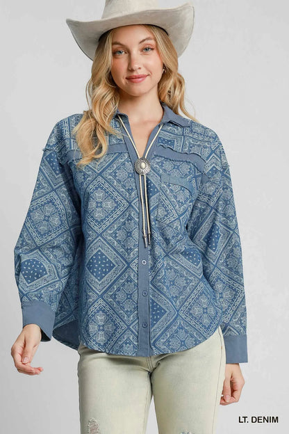 Fashionable Floral Jean Jacket - EasyApparels