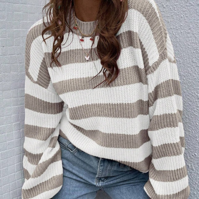 Comfortable Oversized Women's Sweater Ribbed Knit - Luxicro