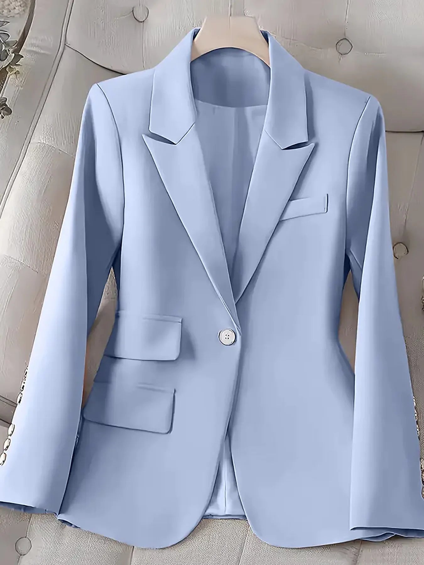 Classic One Button Long Blazer