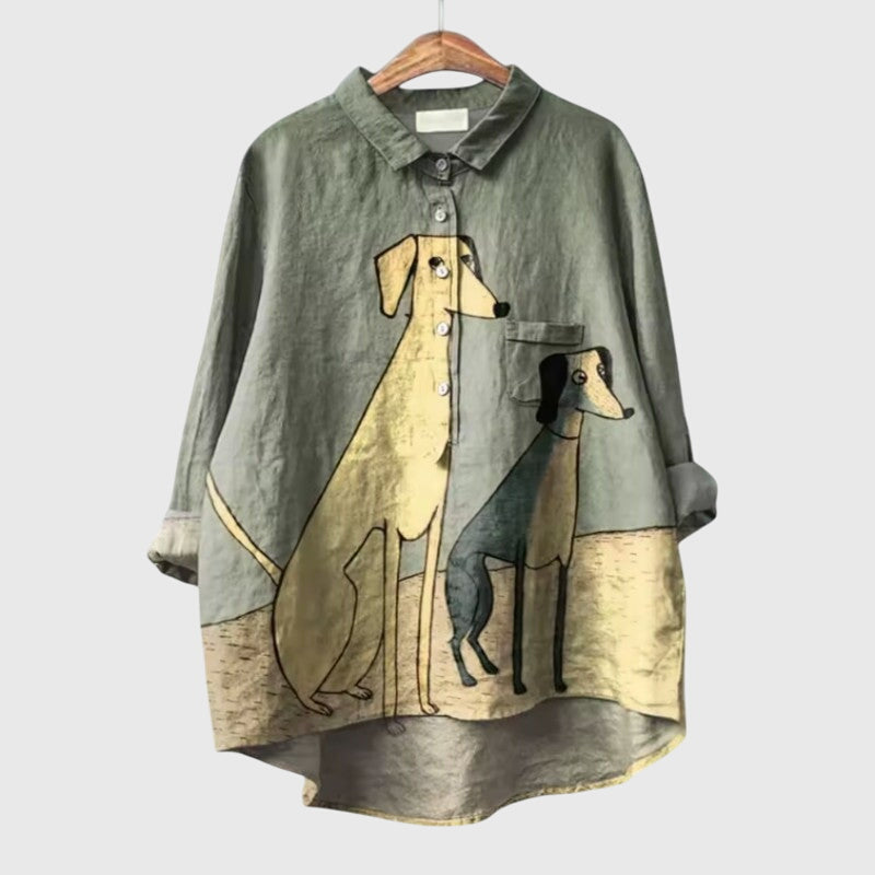 Cute Dog Print Women's Blouse - Vossary