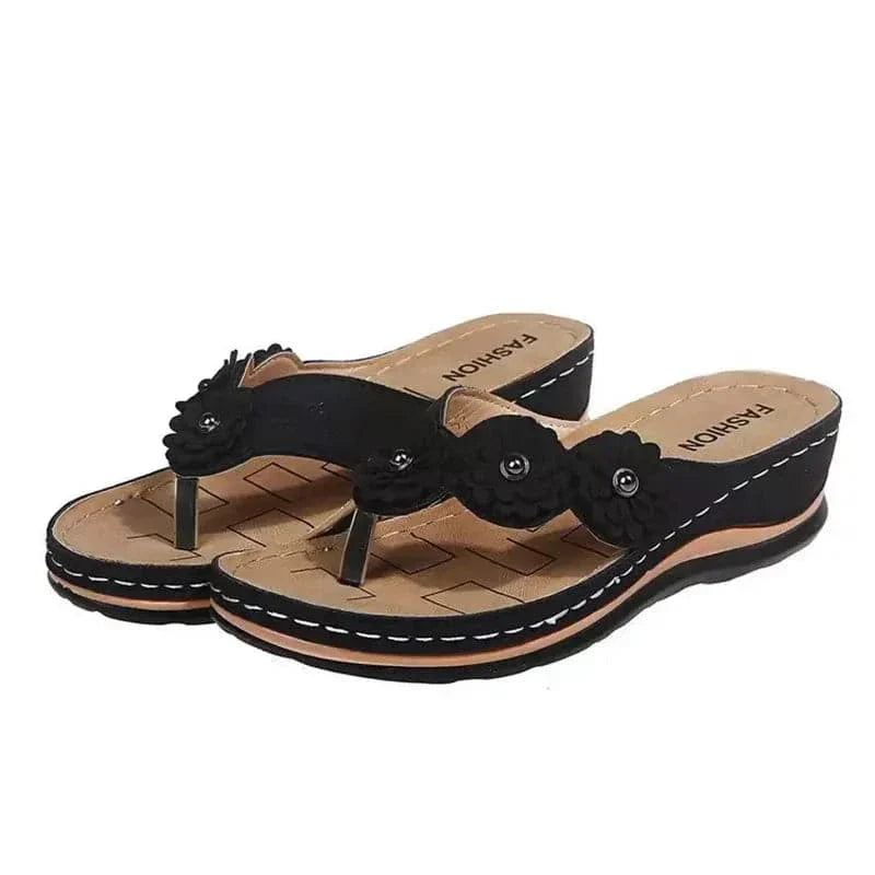 Comfortable Women's Slide Sandals with Floral Accents