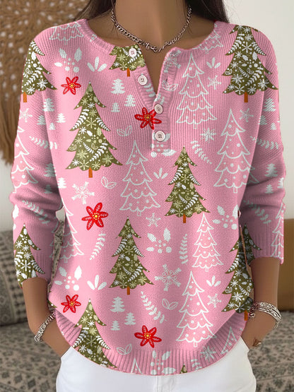 Festive Holiday Sweatshirt with Buttons