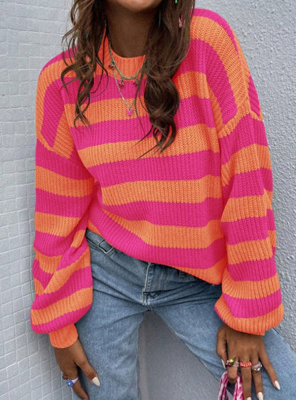 Comfortable Oversized Women's Sweater Ribbed Knit