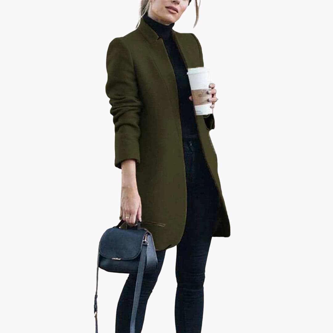 Ladies Classic Long Coat with Pockets