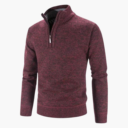Warm Mens Textured Half Zip Sweater